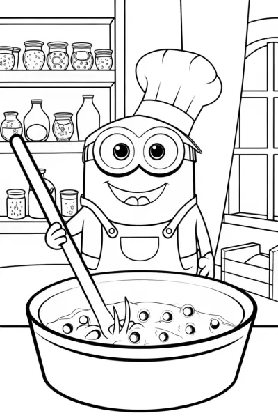 Minion Chef’s Kitchen Cook-off Coloring Page
