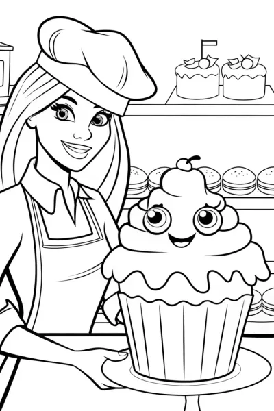 Barbie’s Enchanted Bakery Coloring Page