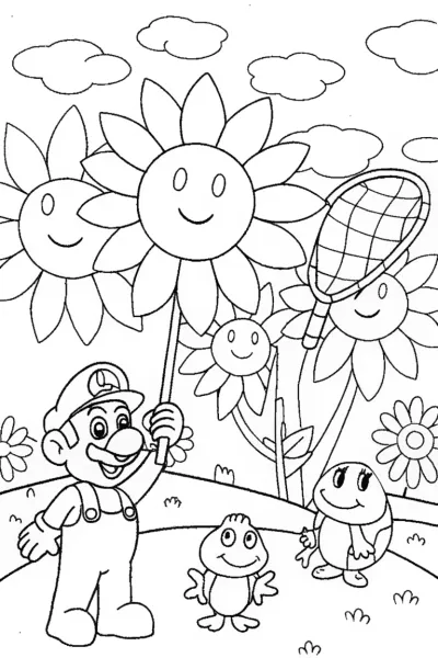 Luigi’s Magical Garden Rescuers Coloring Page