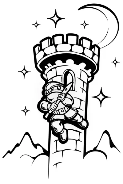 Ninja Starry Night Climb Coloring Page