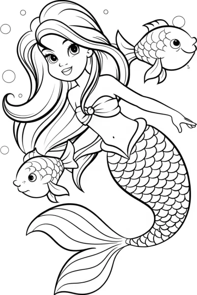 Mermaid dancing with celestial fish