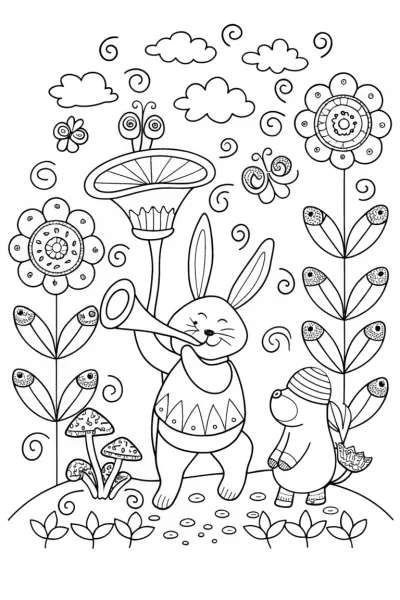 Banban’s Musical Garden Jam Coloring Page