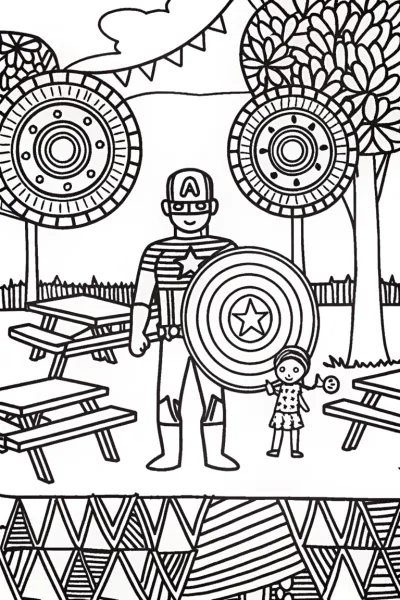 Captain America’s Shield Challenge Coloring Page