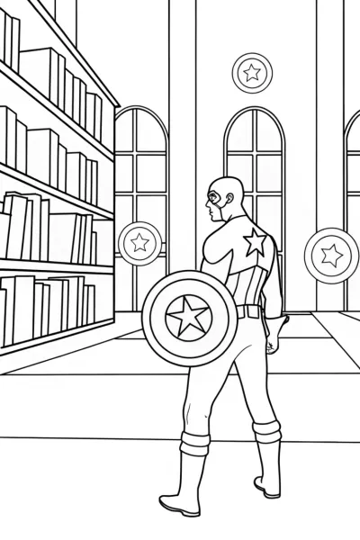 Captain America in the enchanted library