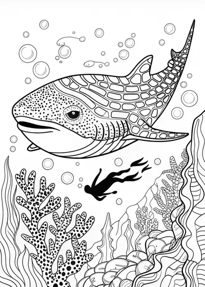Whale Shark’s Underwater Adventure Coloring Page