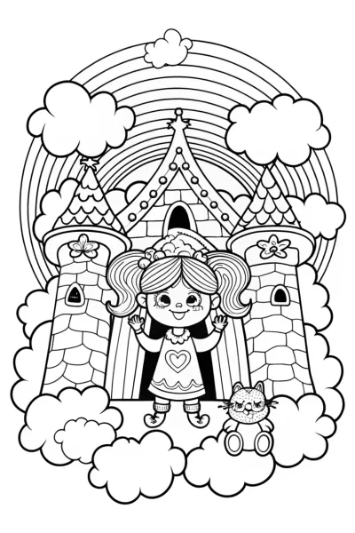 Gabby’s Magical Cloud Castle Coloring Page