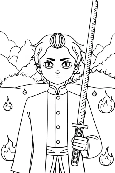 Young Demon Slayer Elemental Coloring Page