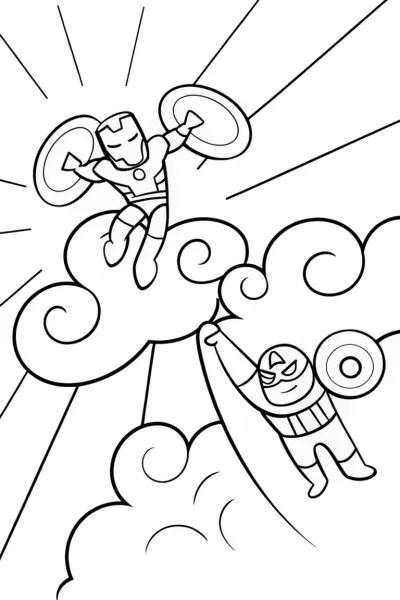 Iron Man and Captain America Coloring Page