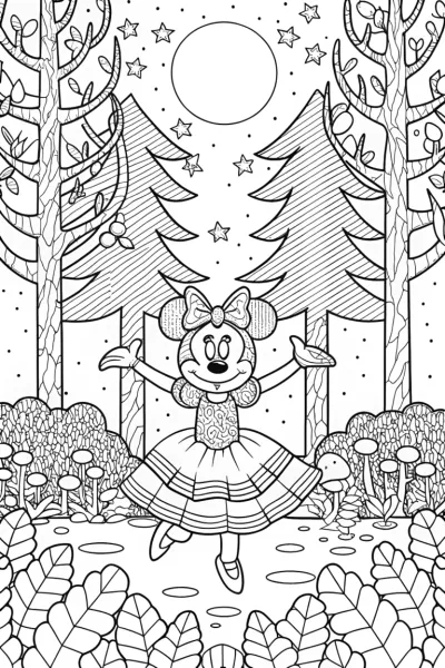 Minnie Mouse’s Magical Moonlit Dance Coloring Page