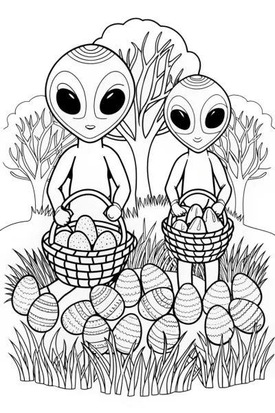 Aliens on an Easter egg hunt