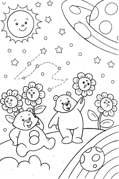 Care Bears’ Galactic Garden Party Coloring Page