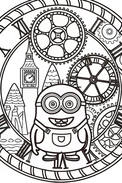 Minion’s Time Machine Adventure Coloring Page