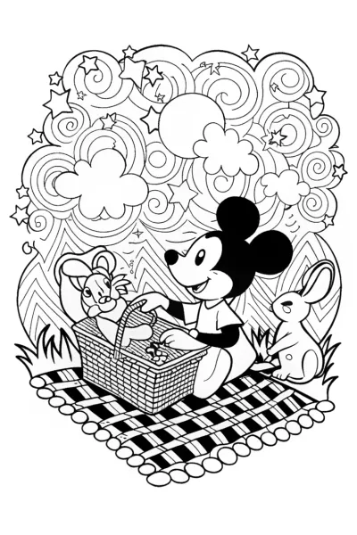 Mickey Mouse’s Starry Night Picnic Coloring Page