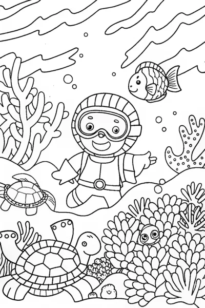 Goku’s Underwater Adventure Coloring Page