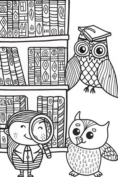 JJ’s Enchanted Library Adventure Coloring Page