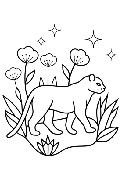 Black Panther in a magical garden