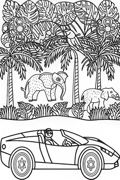 Lamborghini in a vibrant jungle race