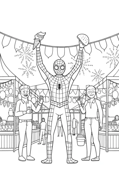Miles Morales’ Food Fiesta Coloring Page
