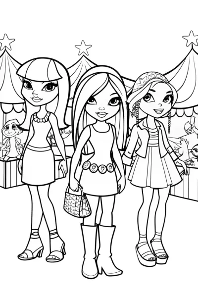 Bratz Dolls’ Magical Fashion Adventure Coloring Page
