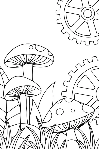 Mushrooms in a clockwork forest