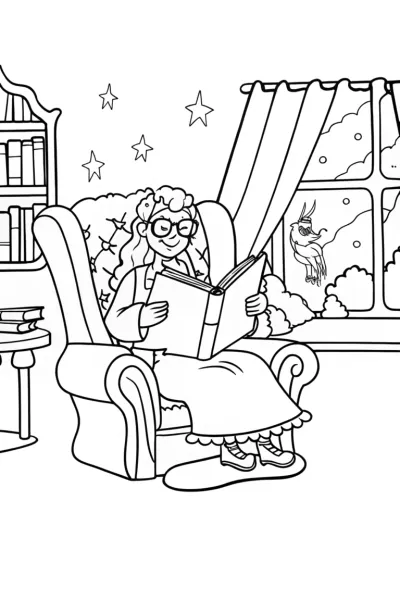 Barbie’s Magical Book Nook Coloring Page