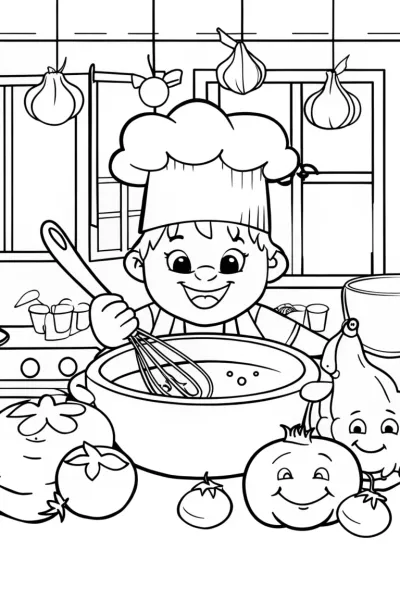 Baby Chef Adventurer Coloring Page