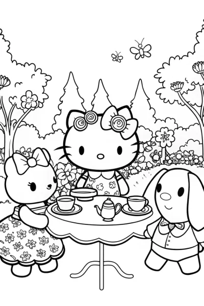 Hello Kitty’s magical tea party in the garden