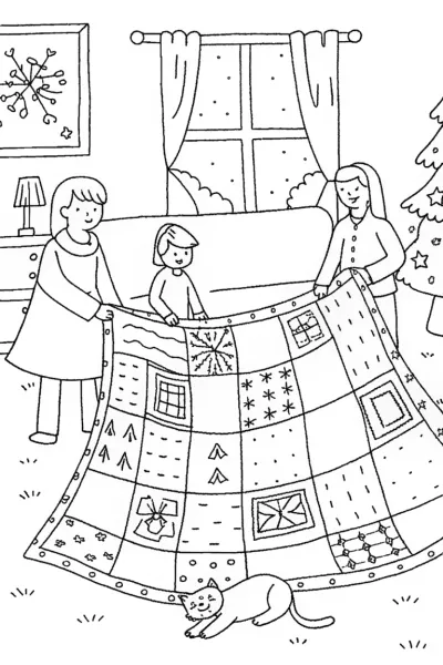 Christmas Quilt of Joy Coloring Page