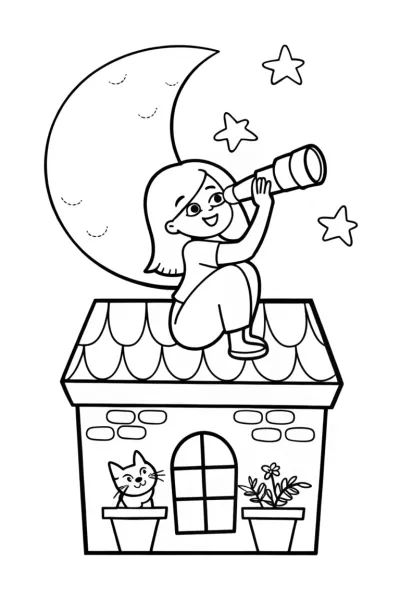 Gabby’s Feline Rooftop Adventure Coloring Page