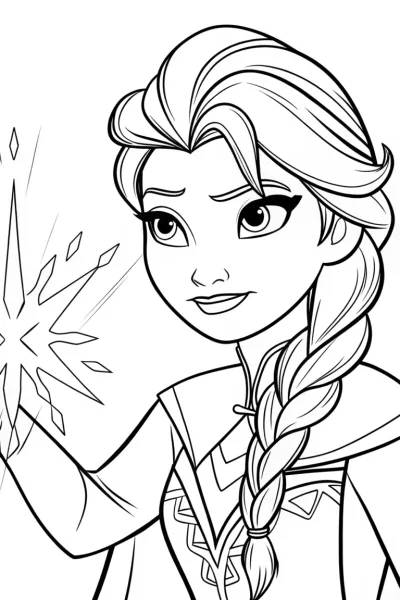 Elsa sculpting ice in the sky