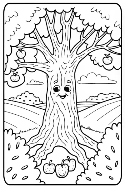 The Enchanted Autumn Orchard Coloring Page