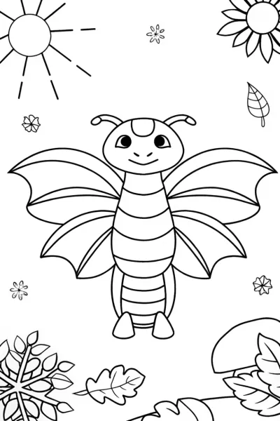 Giratina and Seasonal Pokémon Coloring Page