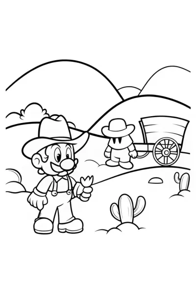 Mario’s Wild West Adventure Coloring Page