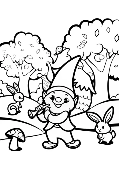 Gnome’s Magical Music Festival Coloring Page