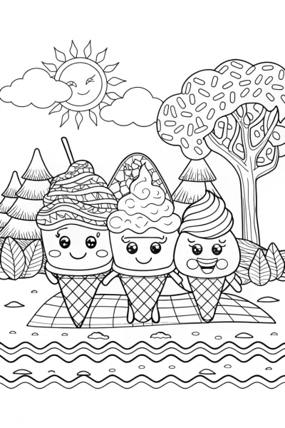 Ice Cream Adventure Coloring Page