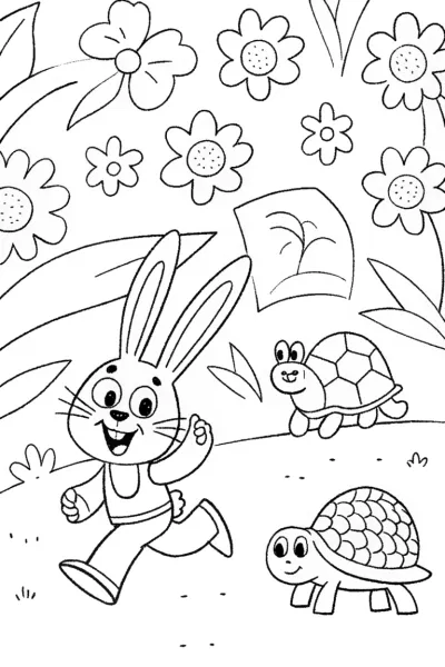 Banban’s joyful garden dash coloring page