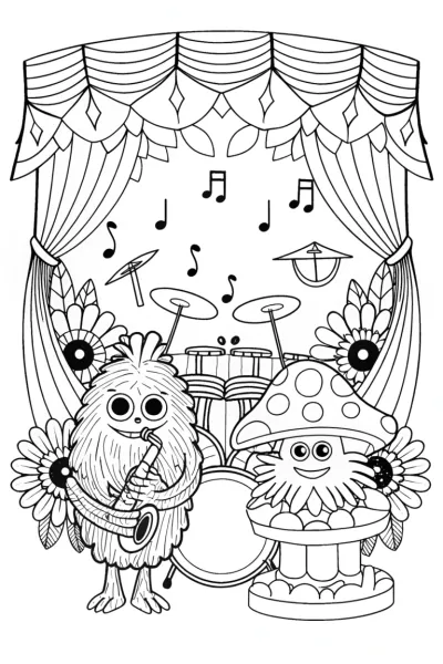 Monstrous Music Makers Coloring Page