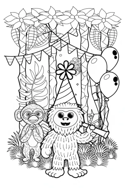 Huggy Wuggy’s Jungle Jamboree Coloring Page