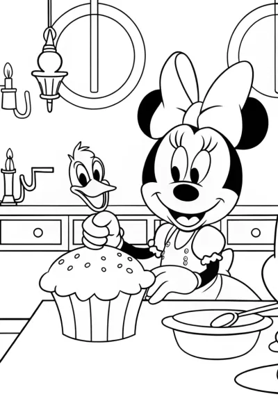 Minnie Mouse’s Enchanted Baking Day Coloring Page