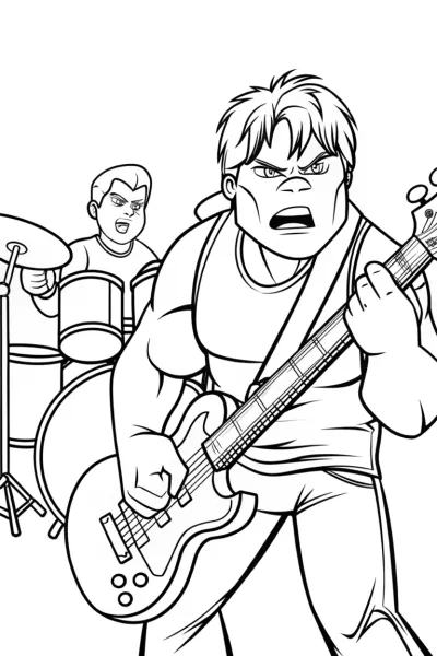Hulk jamming in a rock band