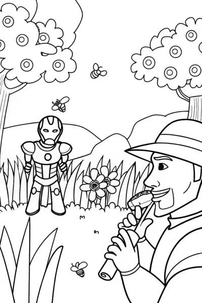Iron Man Garden Party Coloring Page