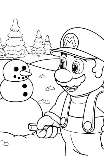 Mario sculpting snow creatures