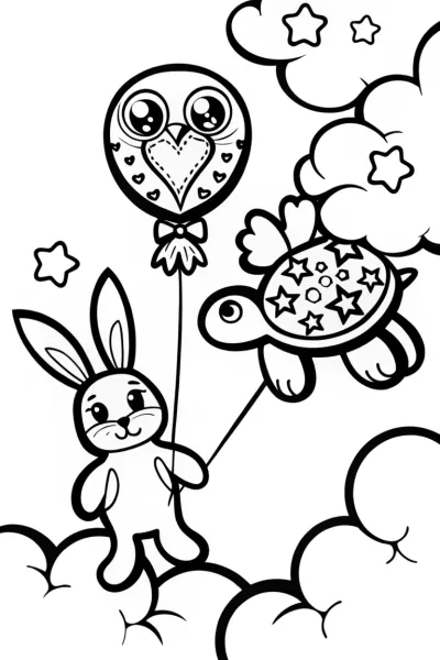 Rainbow Friends’ Dreamy Balloon Adventure Coloring Page
