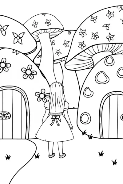 Alice’s Magical Garden Coloring Page