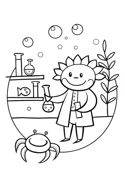 Axolotl’s Potion-Making Adventure Coloring Page
