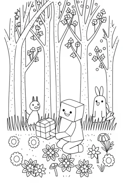 Creeper’s Enchanted Treasure Hunt Coloring Page