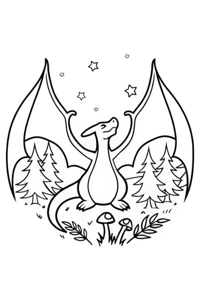 Charizard’s Firefly Dance Coloring Page