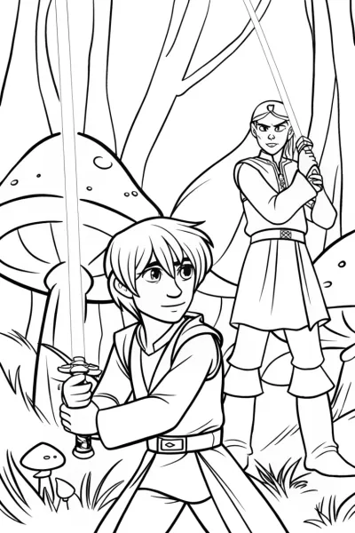 The Enchanted Forest Duel Coloring Page